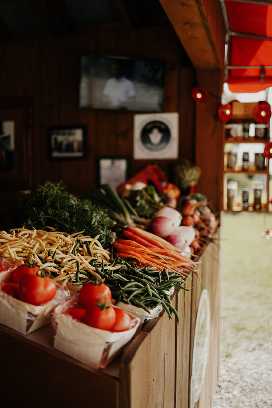 Kiosque de légumes frais de la Ferme Degau à Neuville dans la région de Portneuf.